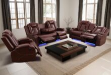 Our Take on the Brown Leather Recliner Set with Storage & LED Lights