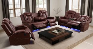 Our Take on the Brown Leather Recliner Set with Storage & LED Lights