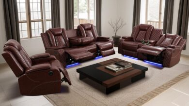 Our Take on the Brown Leather Recliner Set with Storage & LED Lights