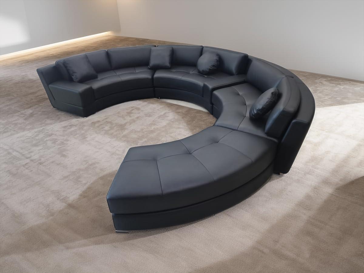 Our Take on the Stendmar Round Modern Leather Sectional Sofa Set
