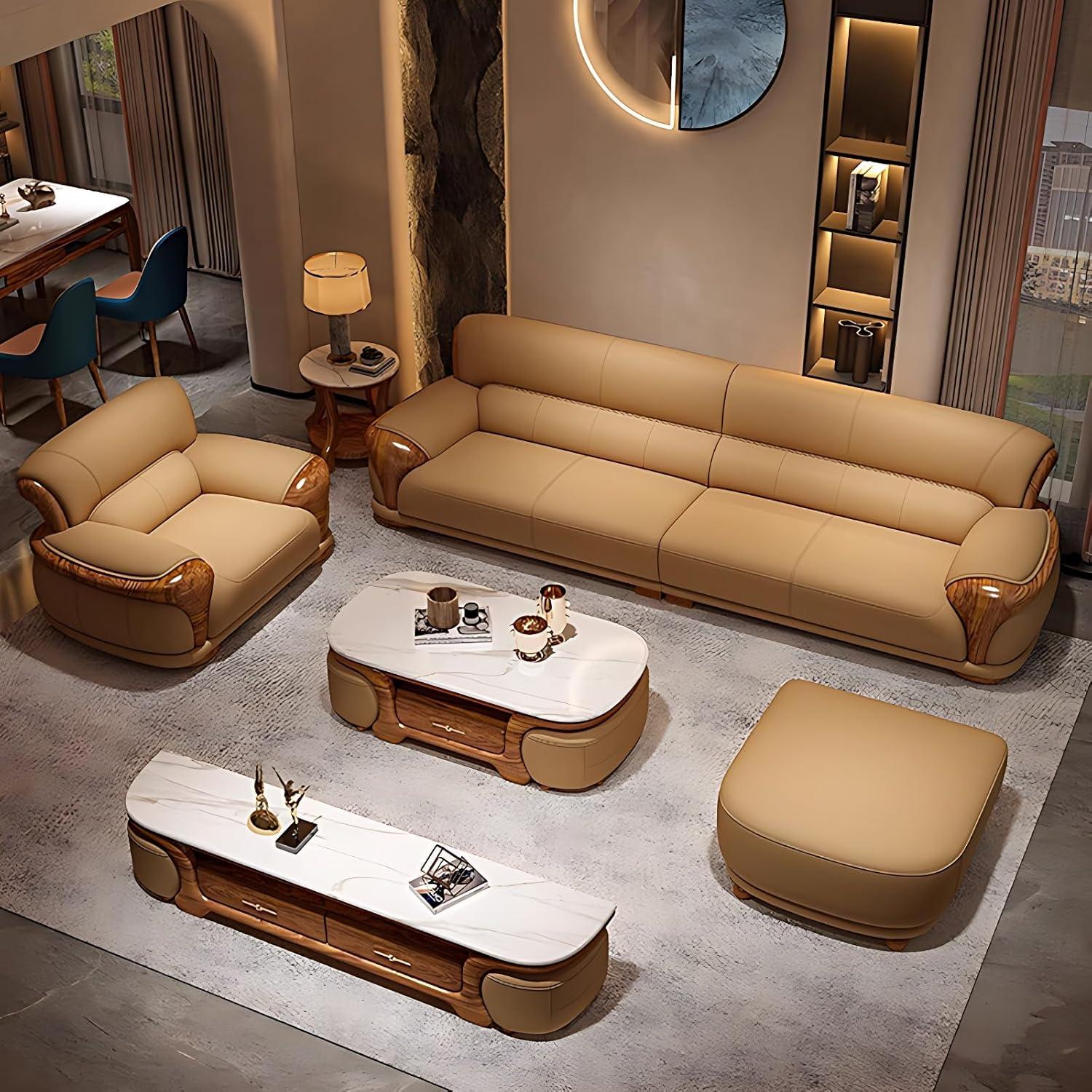 Our Honest Take on the Luxury Mid-Century Modern Leather Sofa Set