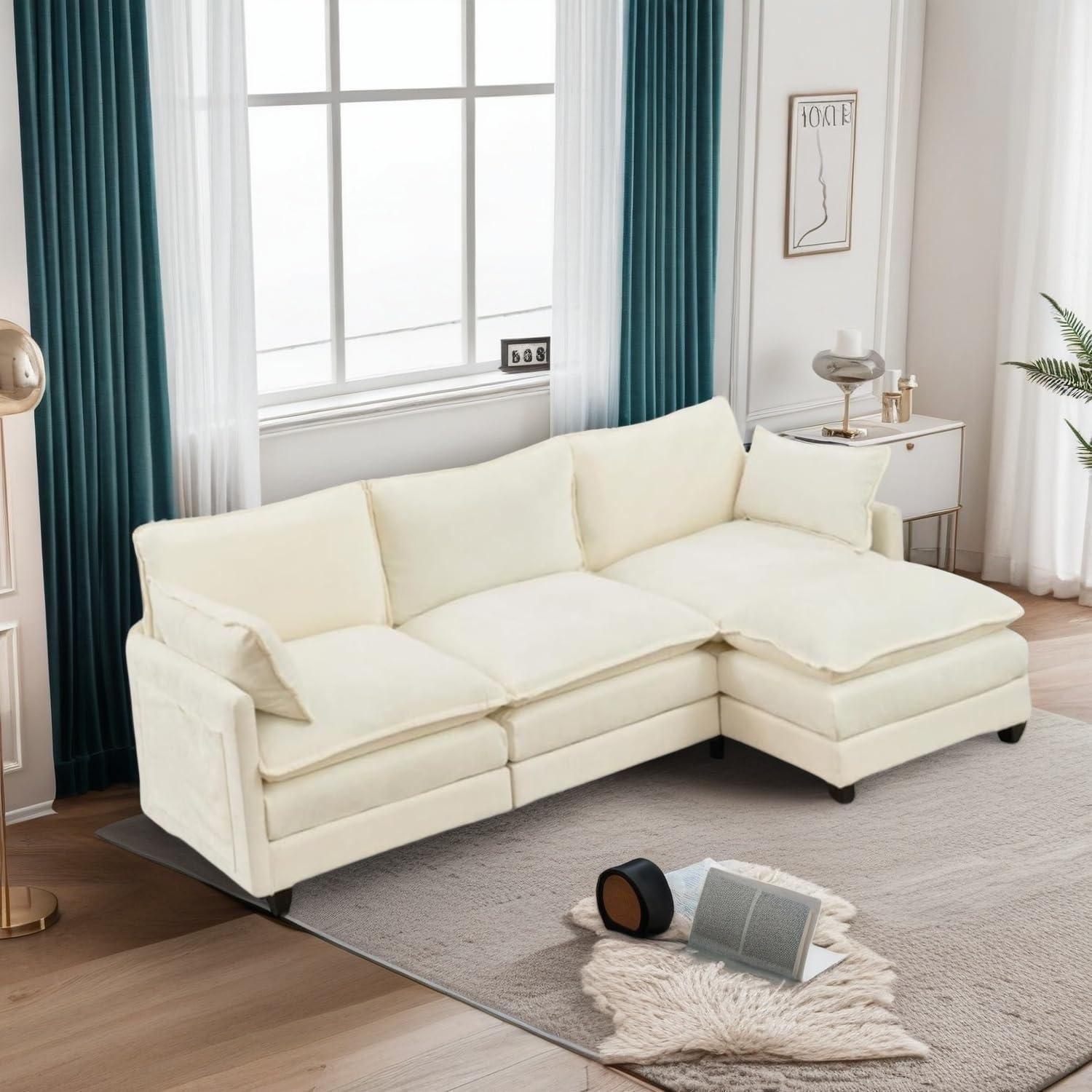 Our Cozy Take on the Cream White L-Shaped Sectional Couch