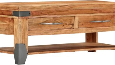 Why We Love the Solid Acacia Wood Coffee Table in Our Living Room