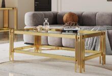 Our Take on the Modern 2-Tier Glass Coffee Table with Gold Legs