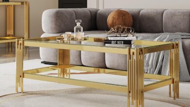 Our Take on the Modern 2-Tier Glass Coffee Table with Gold Legs