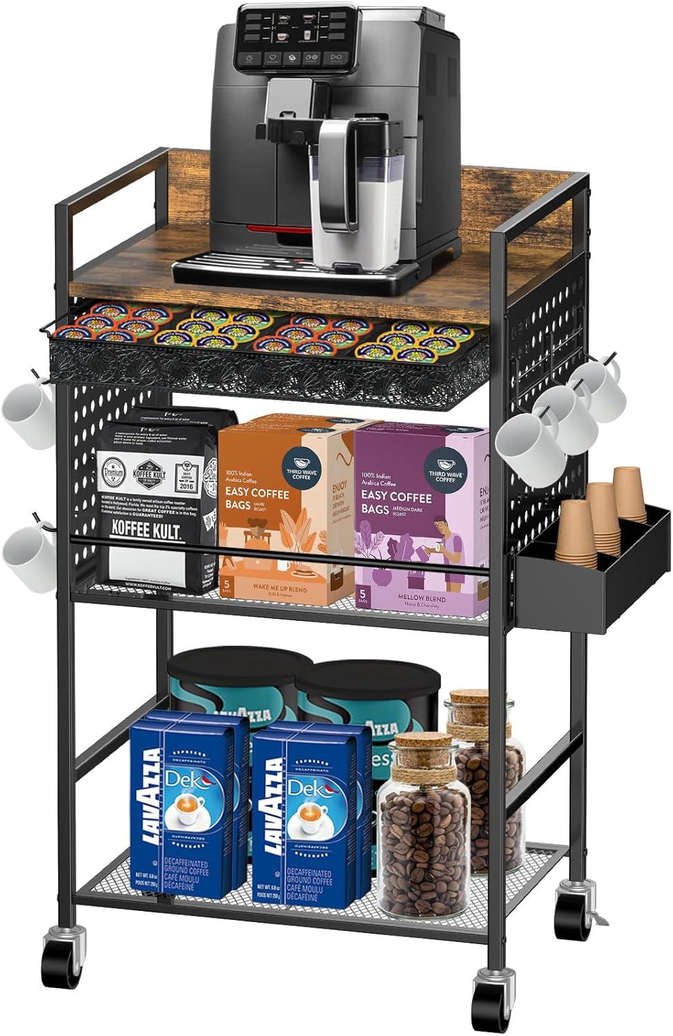 Our Take on the Compact Rolling Coffee Bar Cabinet with Power Outlet