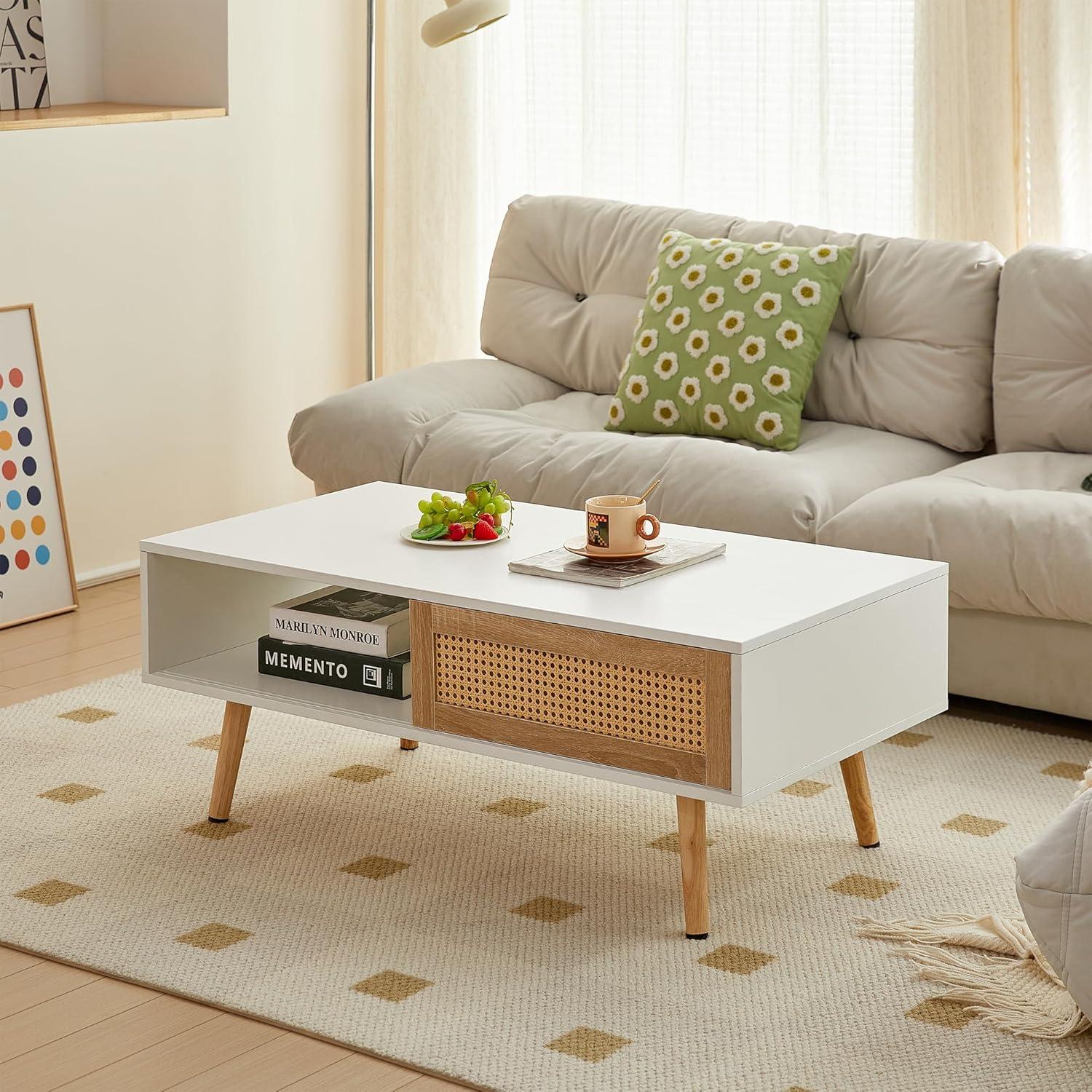 Why We Love Our Boho Rattan Coffee Table with Smart Storage