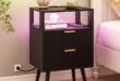 Why We Loved This Black Nightstand with LED & Charging Station