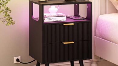 Why We Loved This Black Nightstand with LED & Charging Station