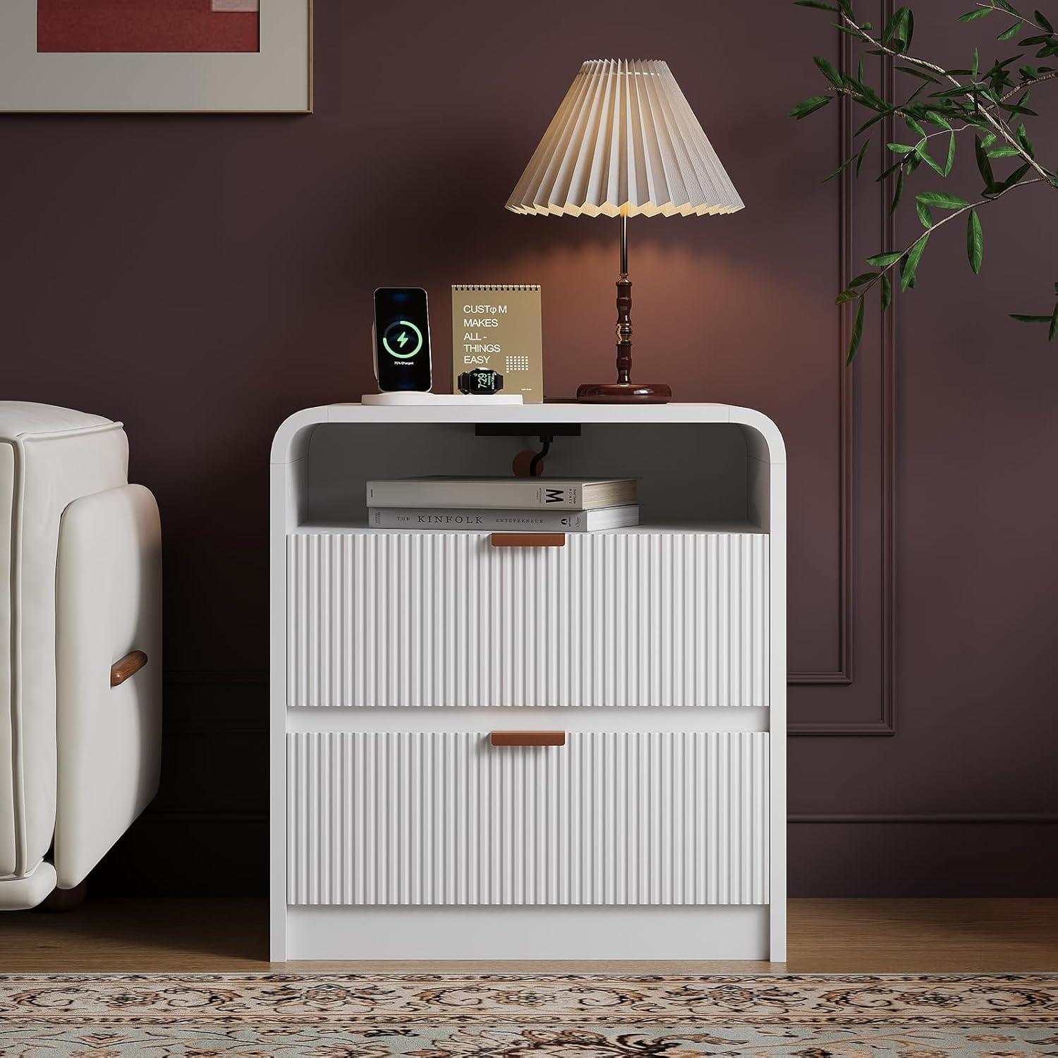 Our Honest Take: FURSUN 24″ Fluted Nightstand with Charging Station