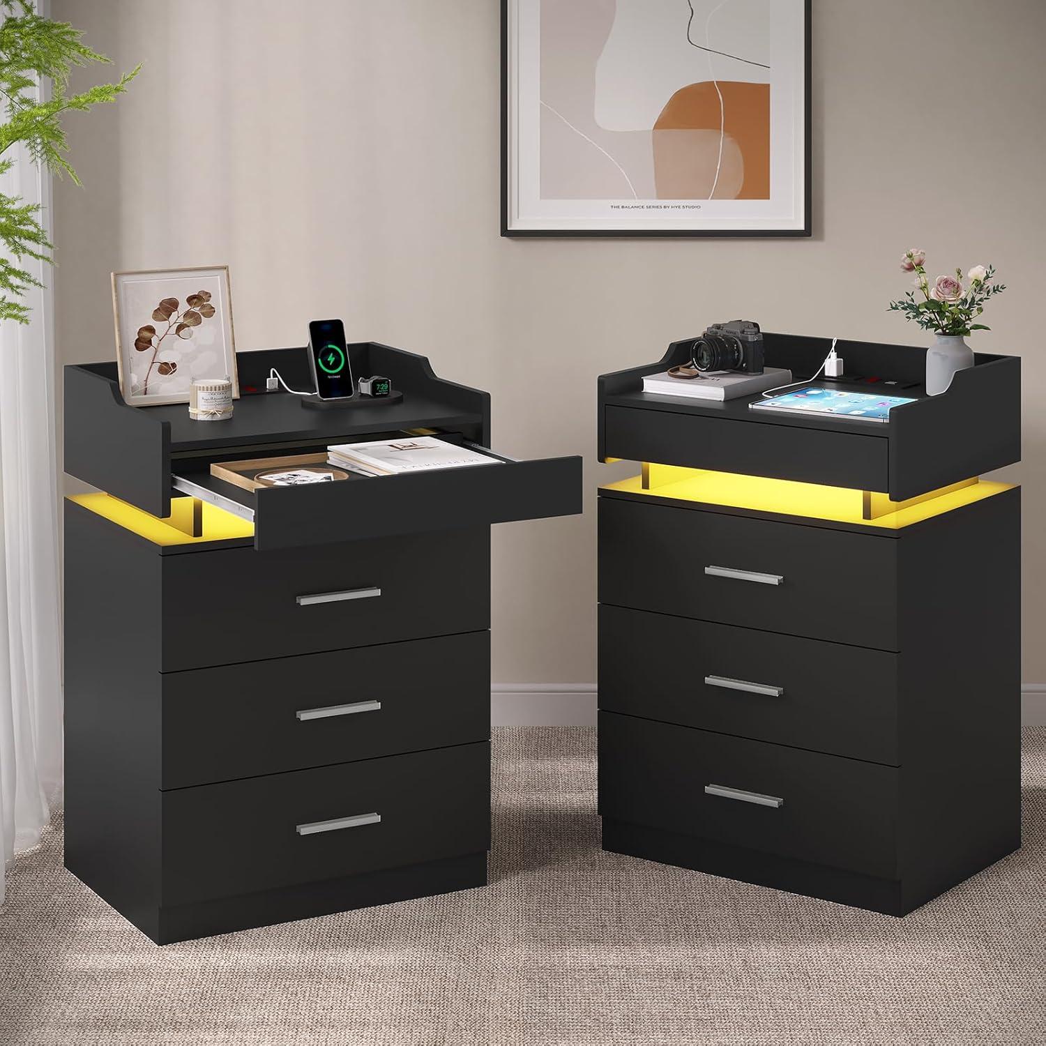 How Our Black Nightstand Set Transformed Bedroom Storage & Charging