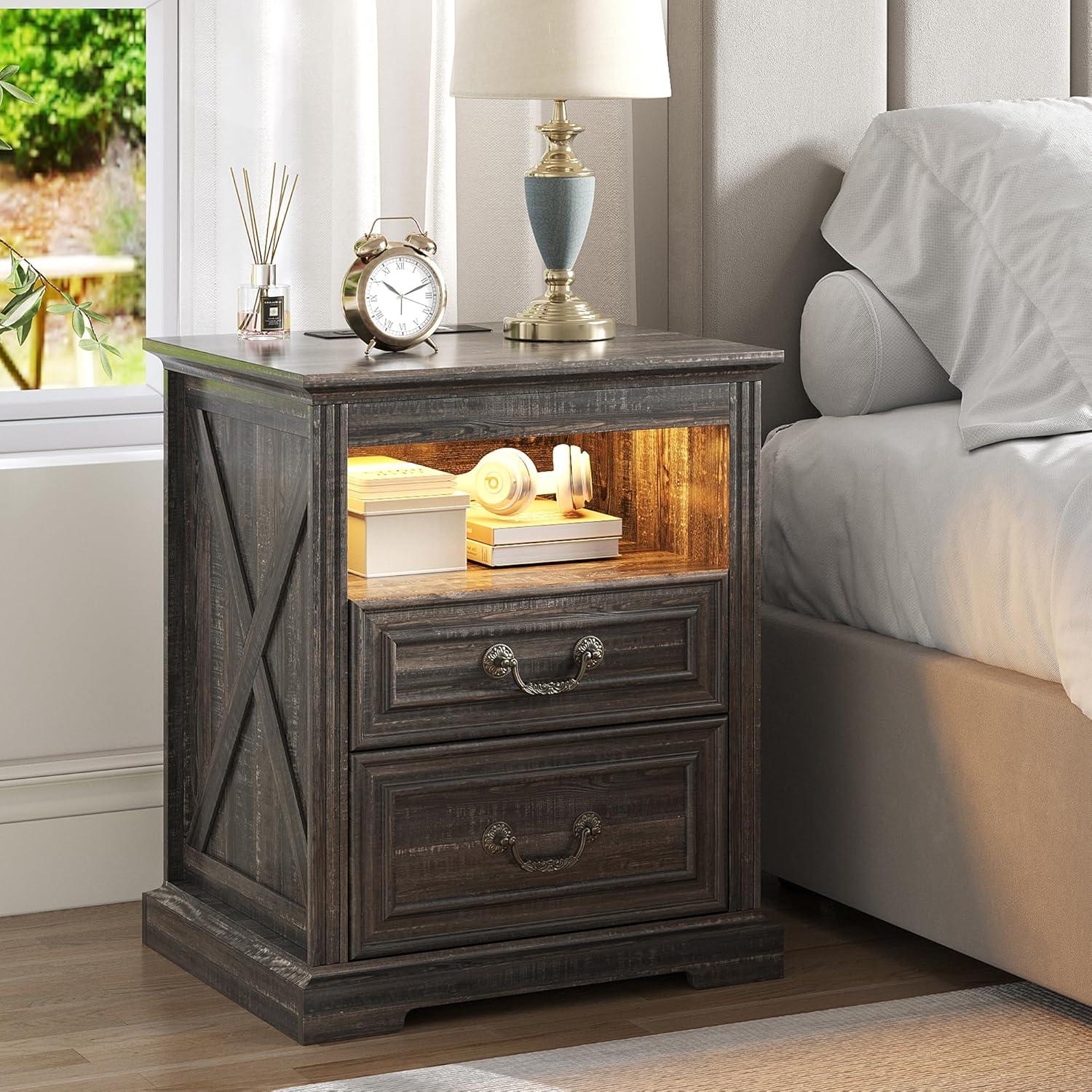 Our Take on the Farmhouse Nightstand with Hidden Gun Drawer & LED Lights
