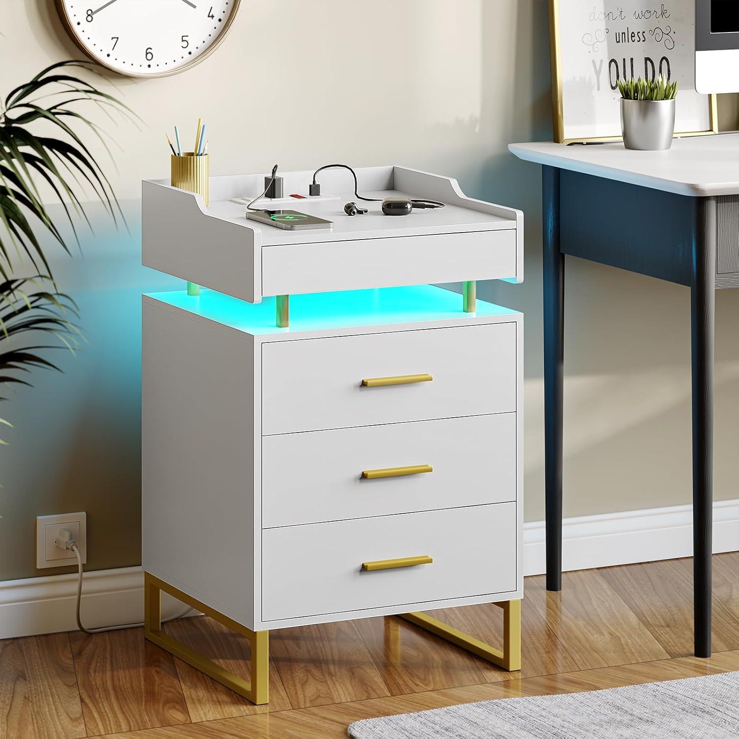 Our Take on the White Nightstand with Charging and LED Magic