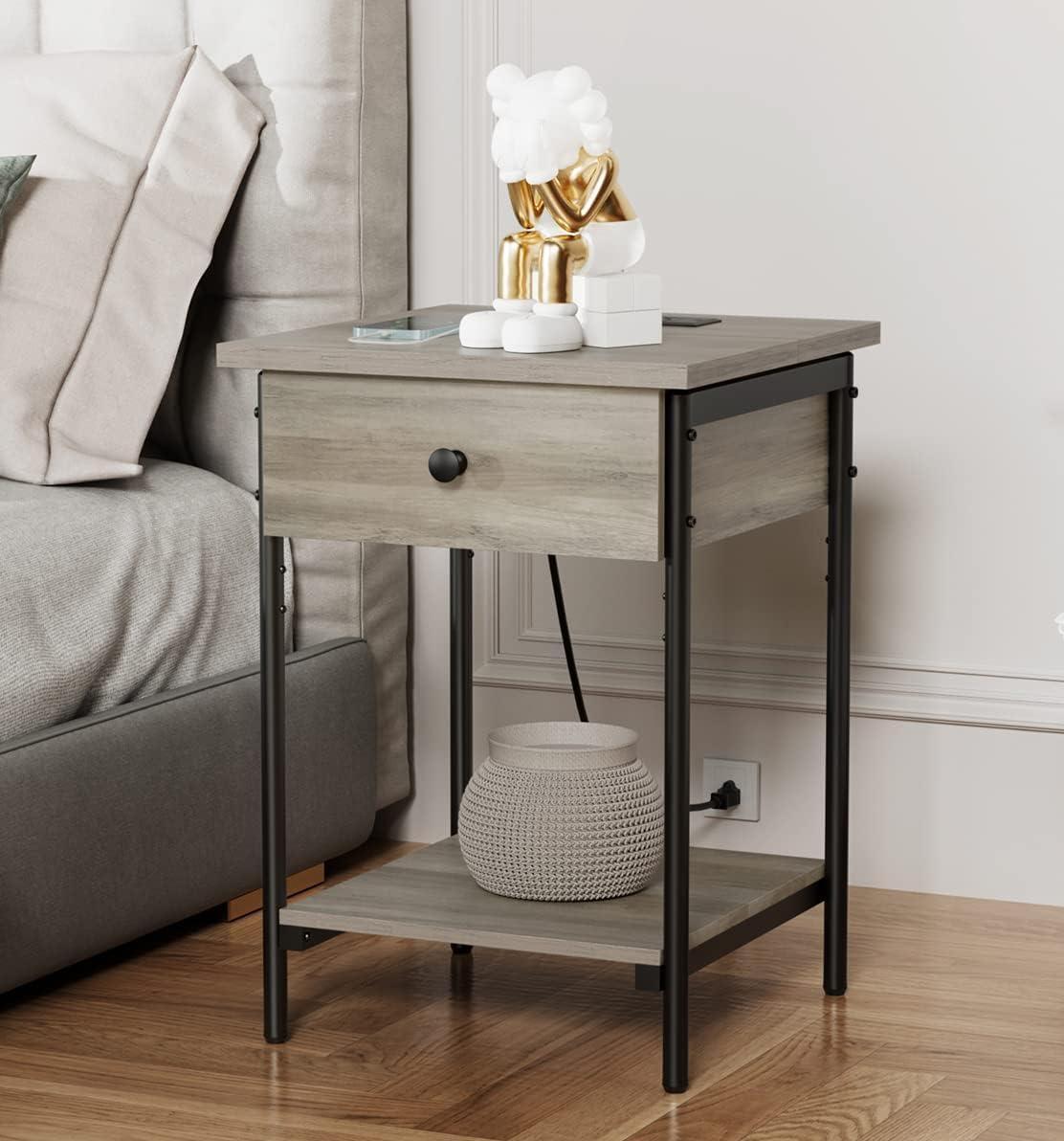 Our Honest Take on the Hosote Rustic Grey Nightstand with USB Ports