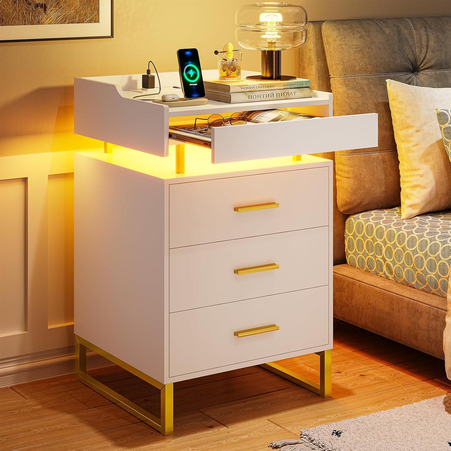 Our Honest Take on the LED Nightstand with Charging & Storage