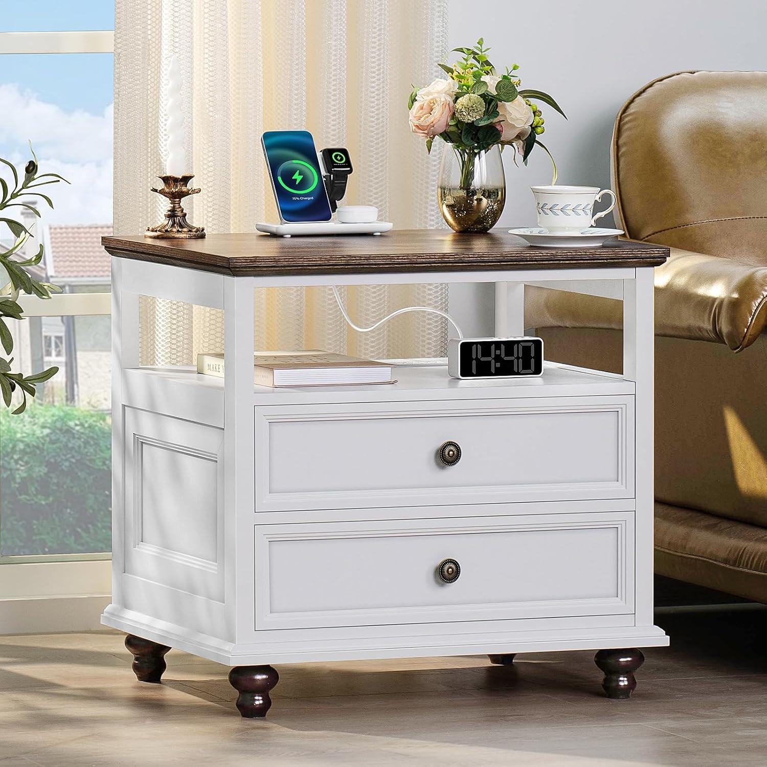 Why We Love Our Farmhouse Nightstand with Charging Station