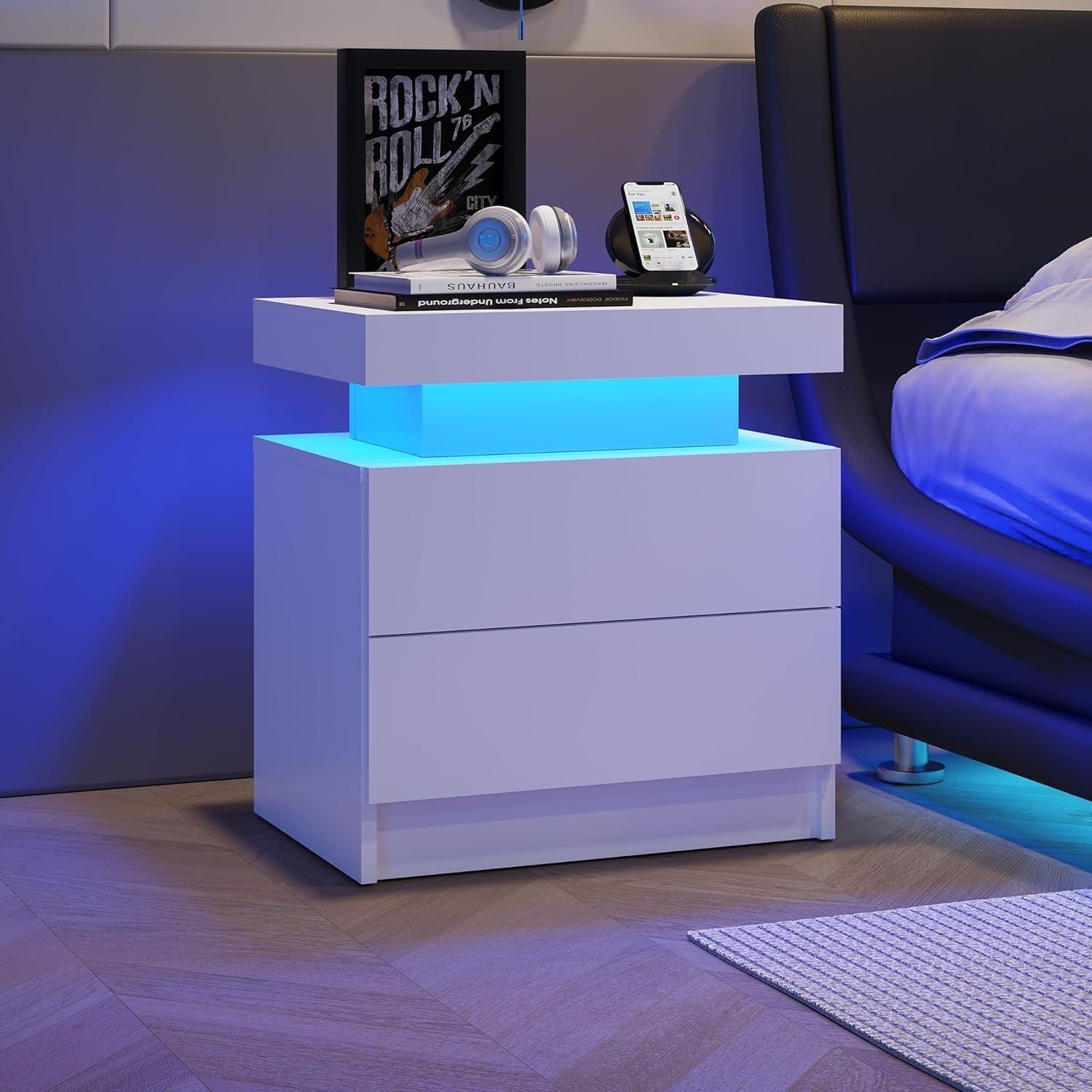 Our Take on the White LED Nightstand with Storage and Style