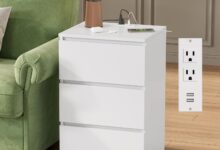 Why We Love the FOTOSOK White Nightstand with Charging Station
