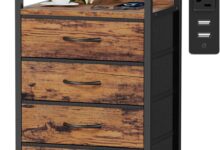 How We Loved Furnulem’s Rustic Nightstand with Charging Power