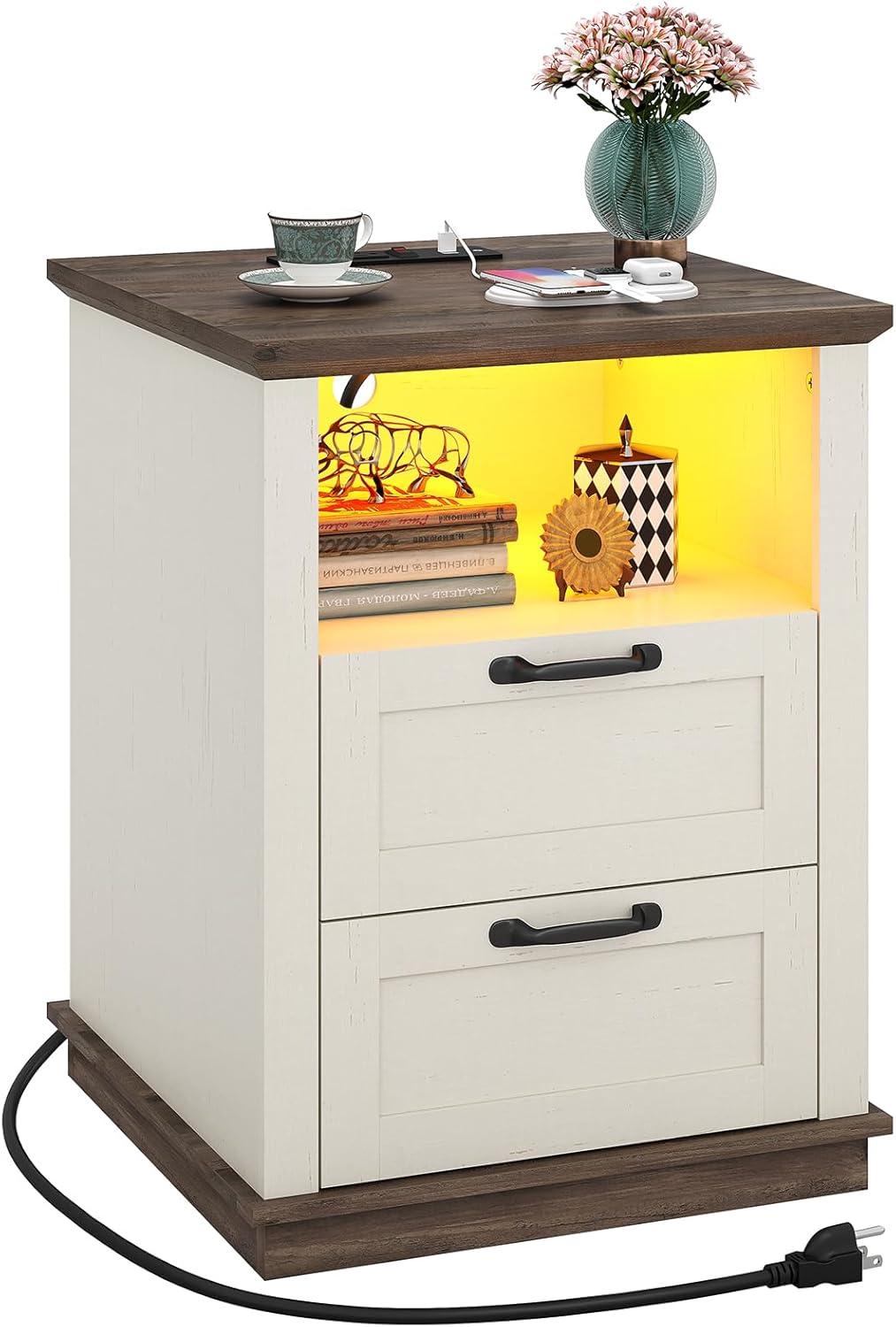 Why We Love This Farmhouse Nightstand with Charging Station