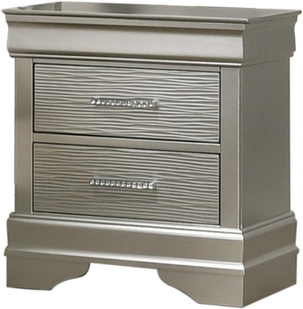 Why We Love This Silver Wooden Nightstand with 2 Drawers