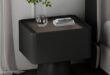 Our Take on the Sleek Black Leather & Wood Nightstand with Storage
