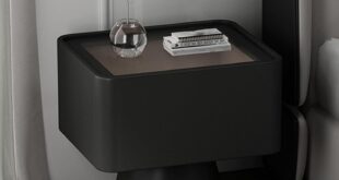 Our Take on the Sleek Black Leather & Wood Nightstand with Storage