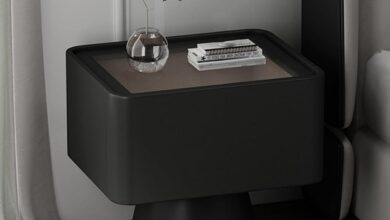 Our Take on the Sleek Black Leather & Wood Nightstand with Storage