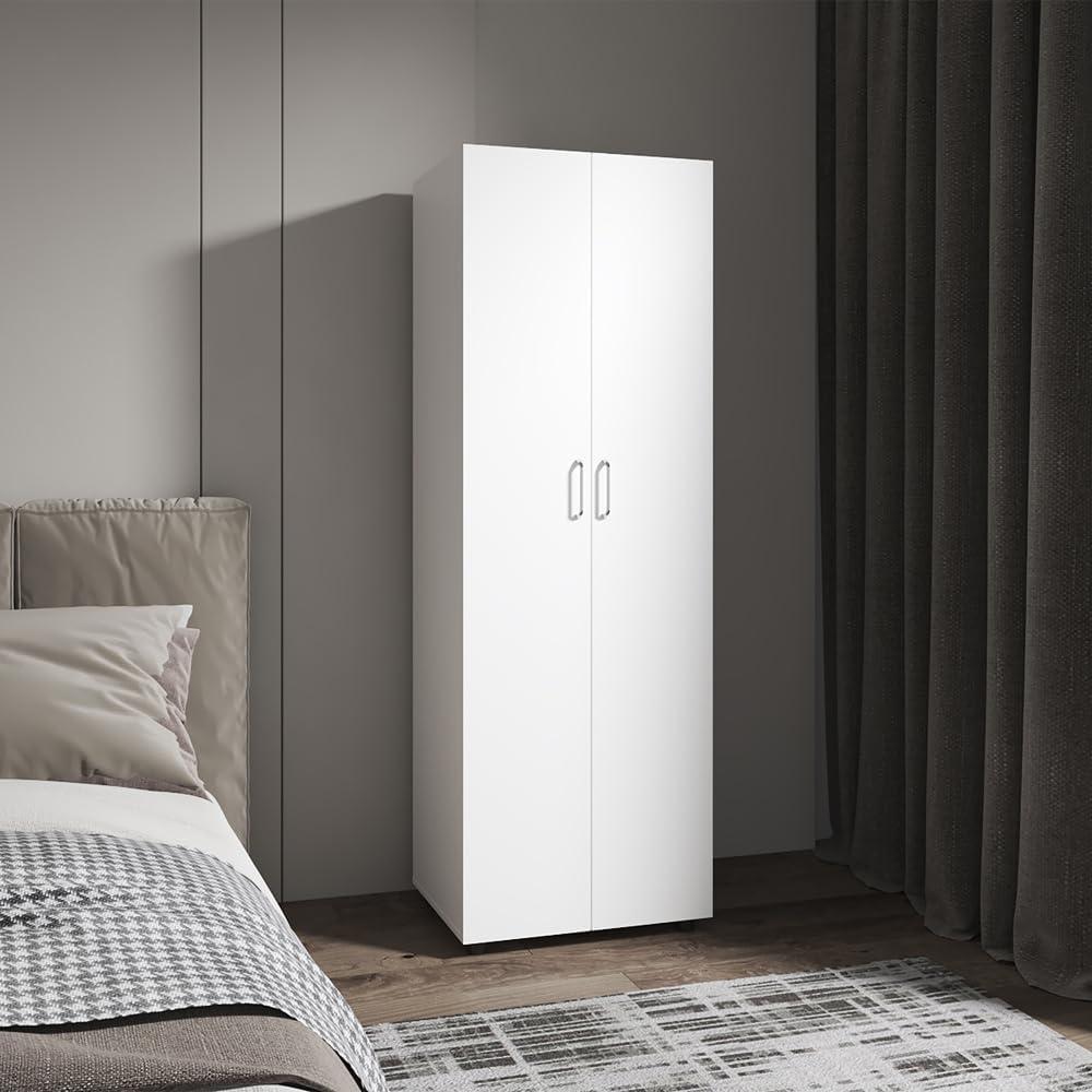 How Our Slim White Armoire Transformed Our Small Bedroom Storage