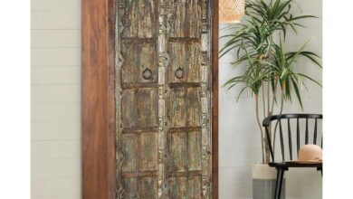 Our Take on the Distressed Blue Teak Wood Antique Armoire