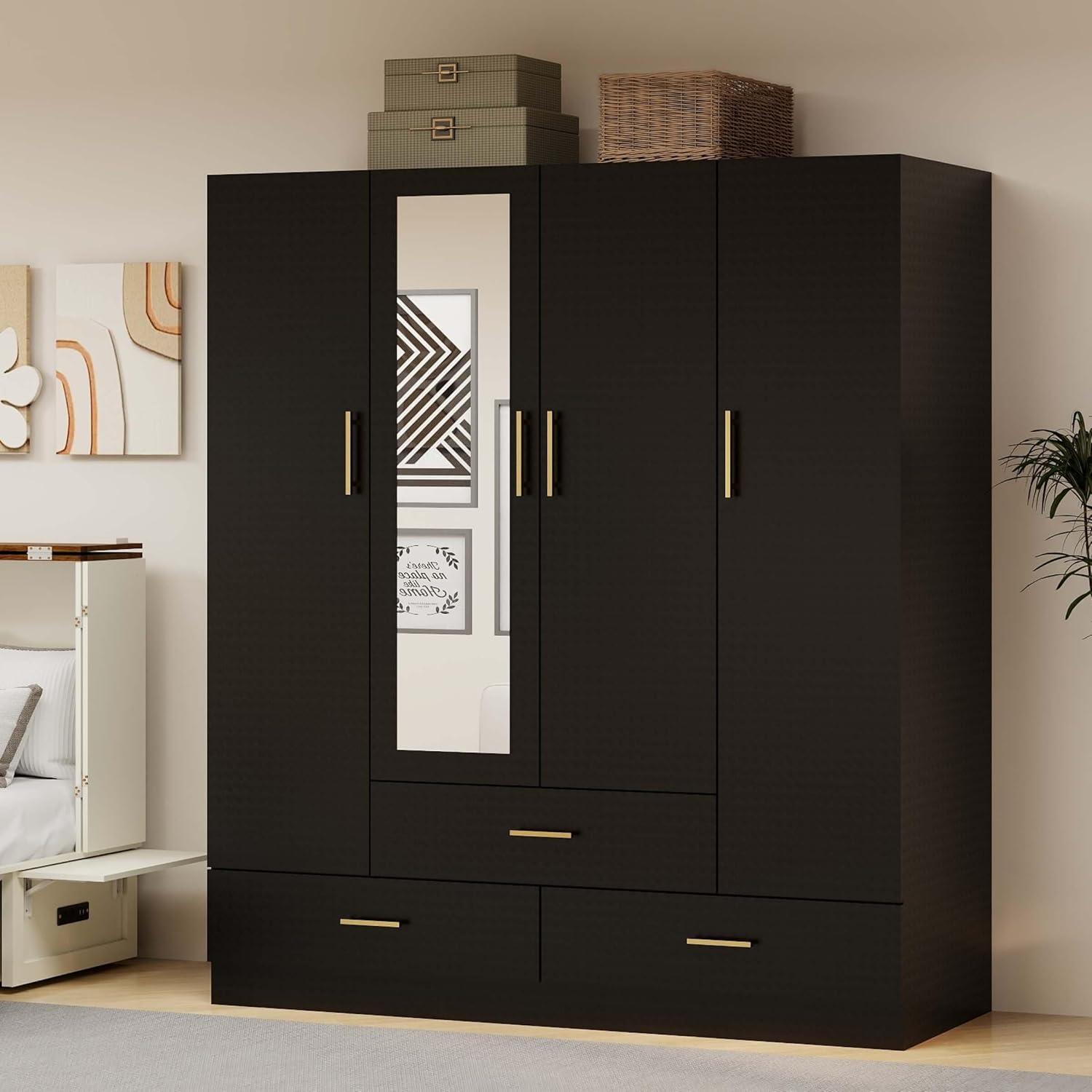 Our Thoughtful Take on the 71″ 4-Door Wooden Armoire Closet