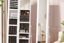 Our Honest Take on the 65” Swivel Jewelry Mirror Cabinet with Wheels