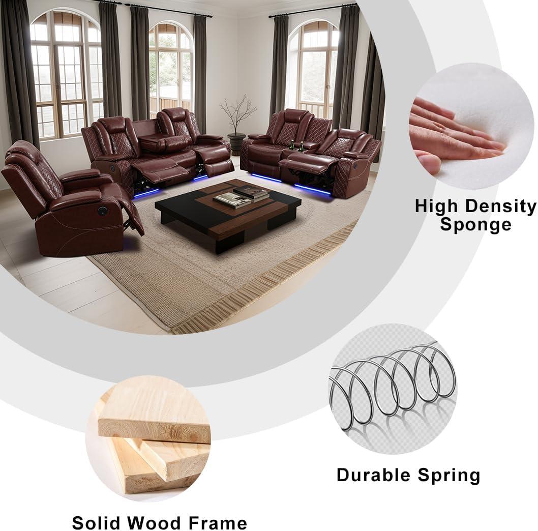 Our Take on the⁢ Brown ⁢Leather Recliner Set with Storage & LED ‌Lights