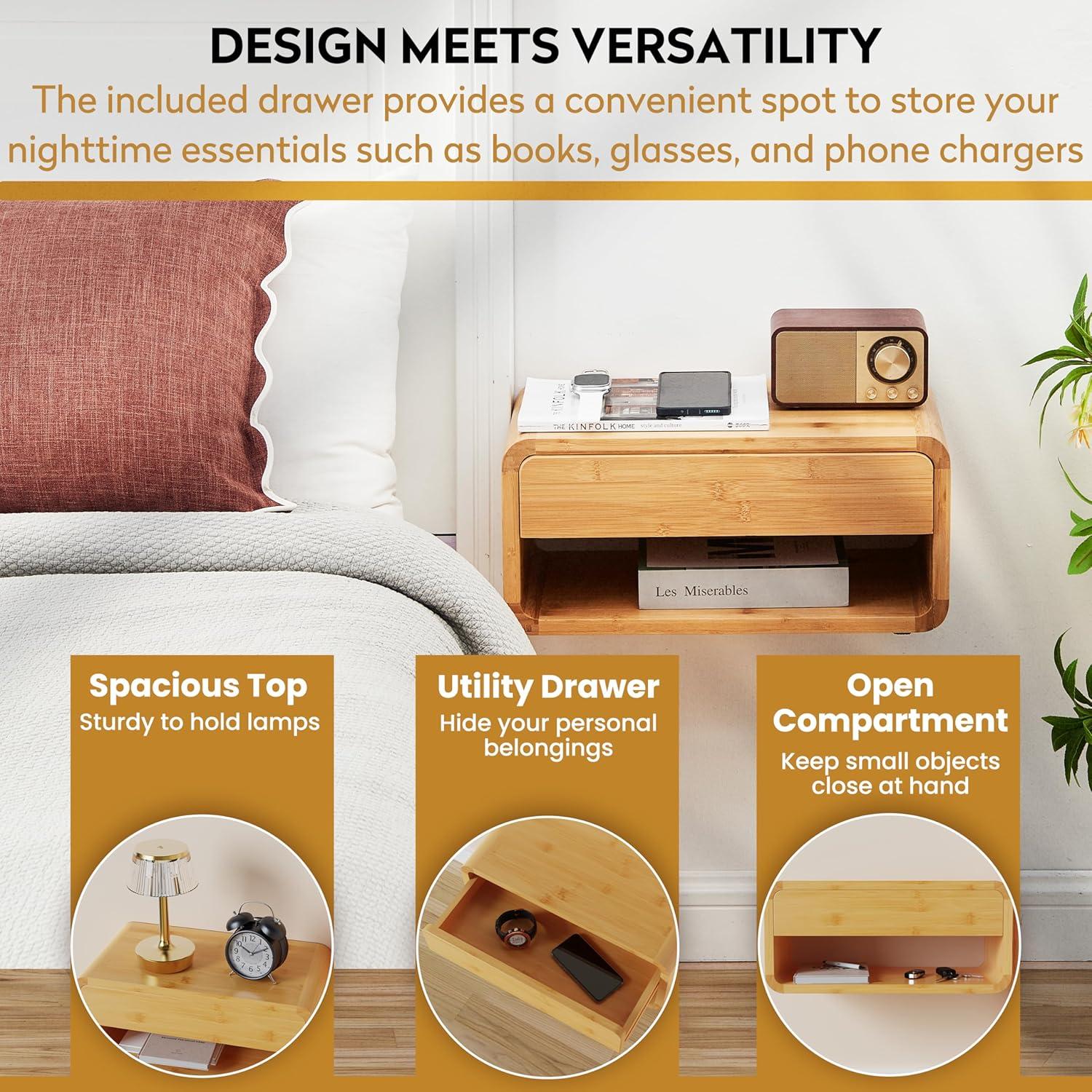 Our Take on the Bamboo Floating Nightstand:⁤ Stylish & ​Space-savvy