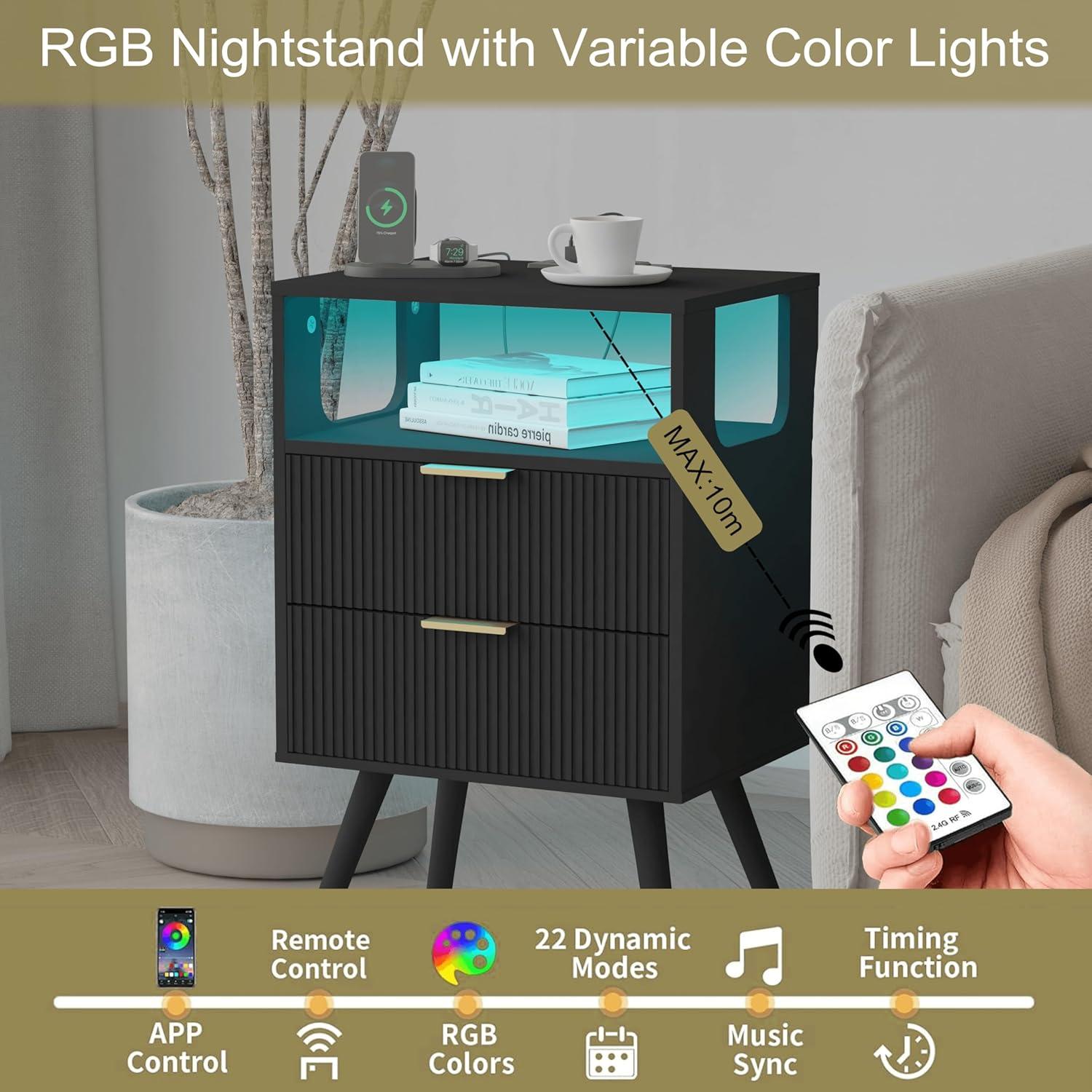 Why ‍We Loved This black Nightstand with‍ LED & Charging Station