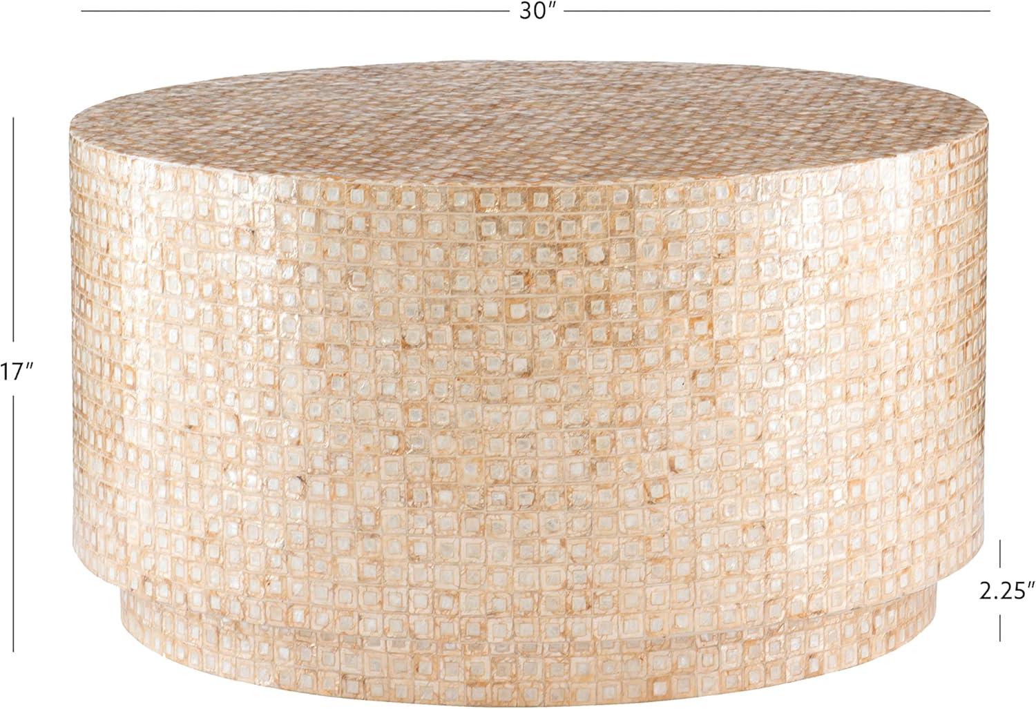 our take on the Linon Gold Capiz Mosaic Kiro Coffee ⁣Table's Glam appeal