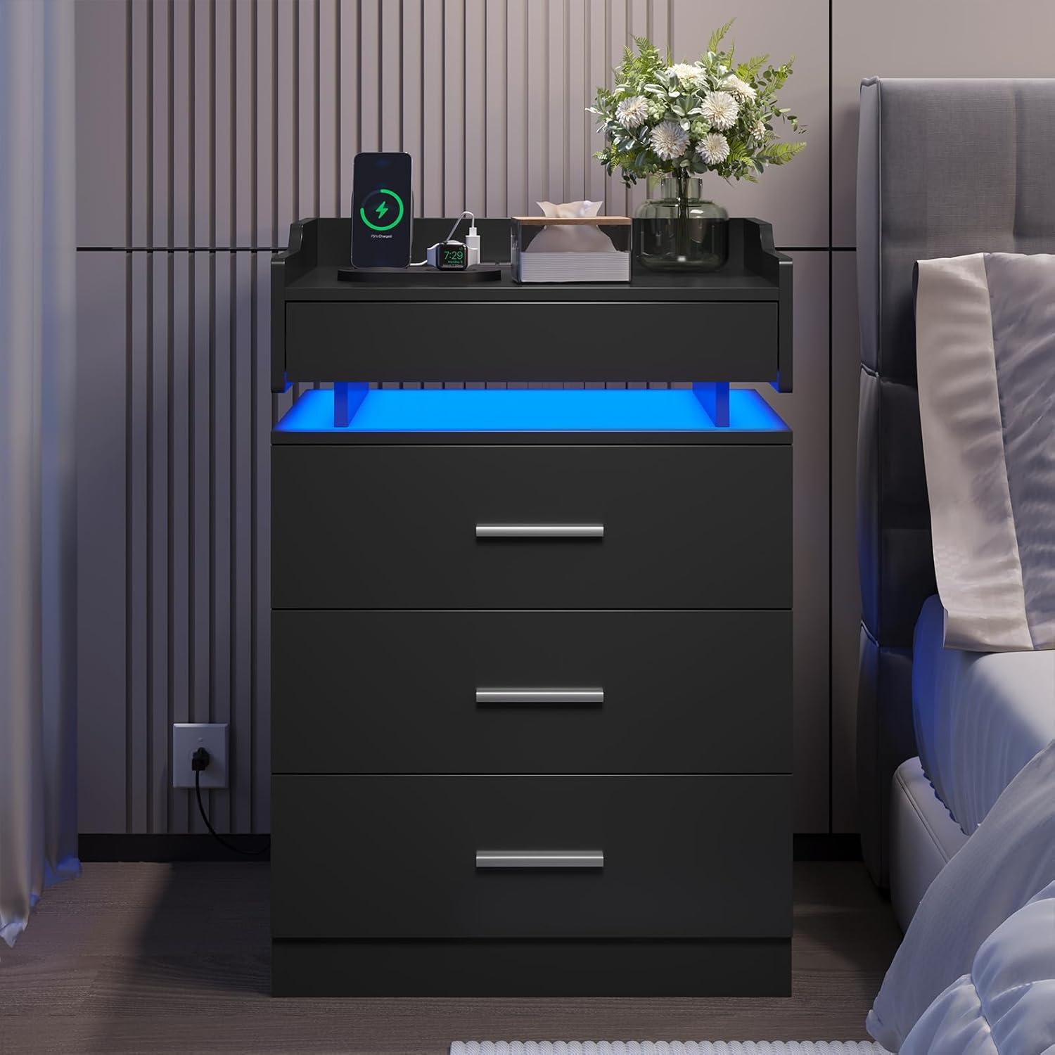 How Our⁣ Black Nightstand Set Transformed Bedroom storage & Charging