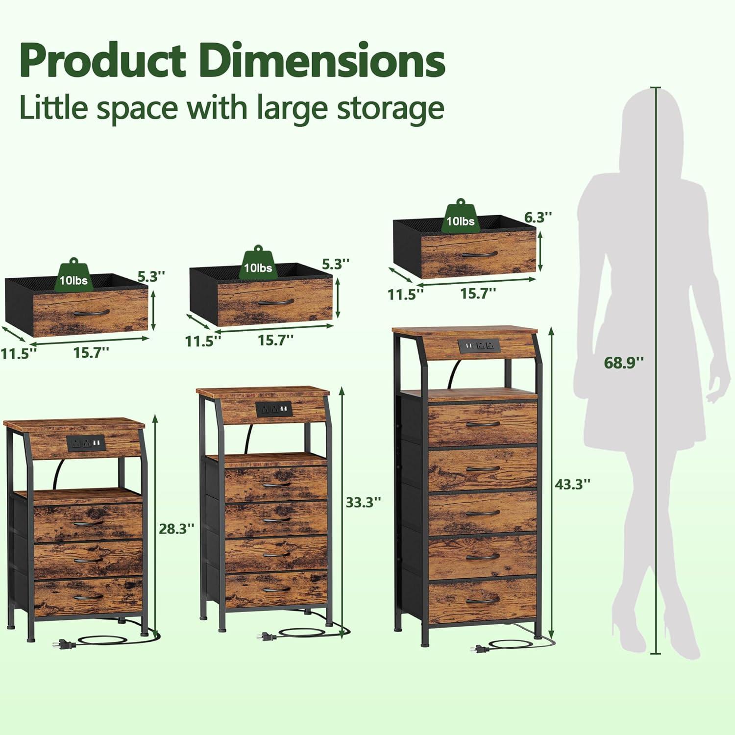 How We Loved furnulem's Rustic Nightstand with Charging power