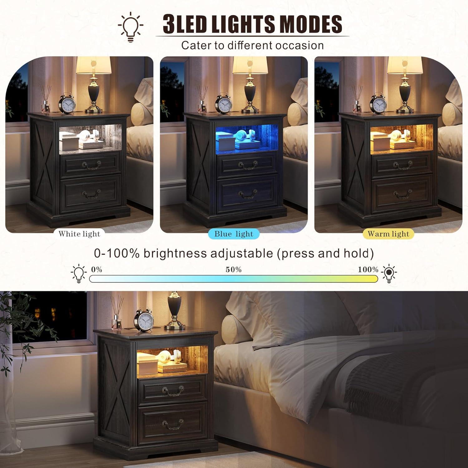 our Take on the Farmhouse Nightstand with Hidden Gun Drawer & LED Lights