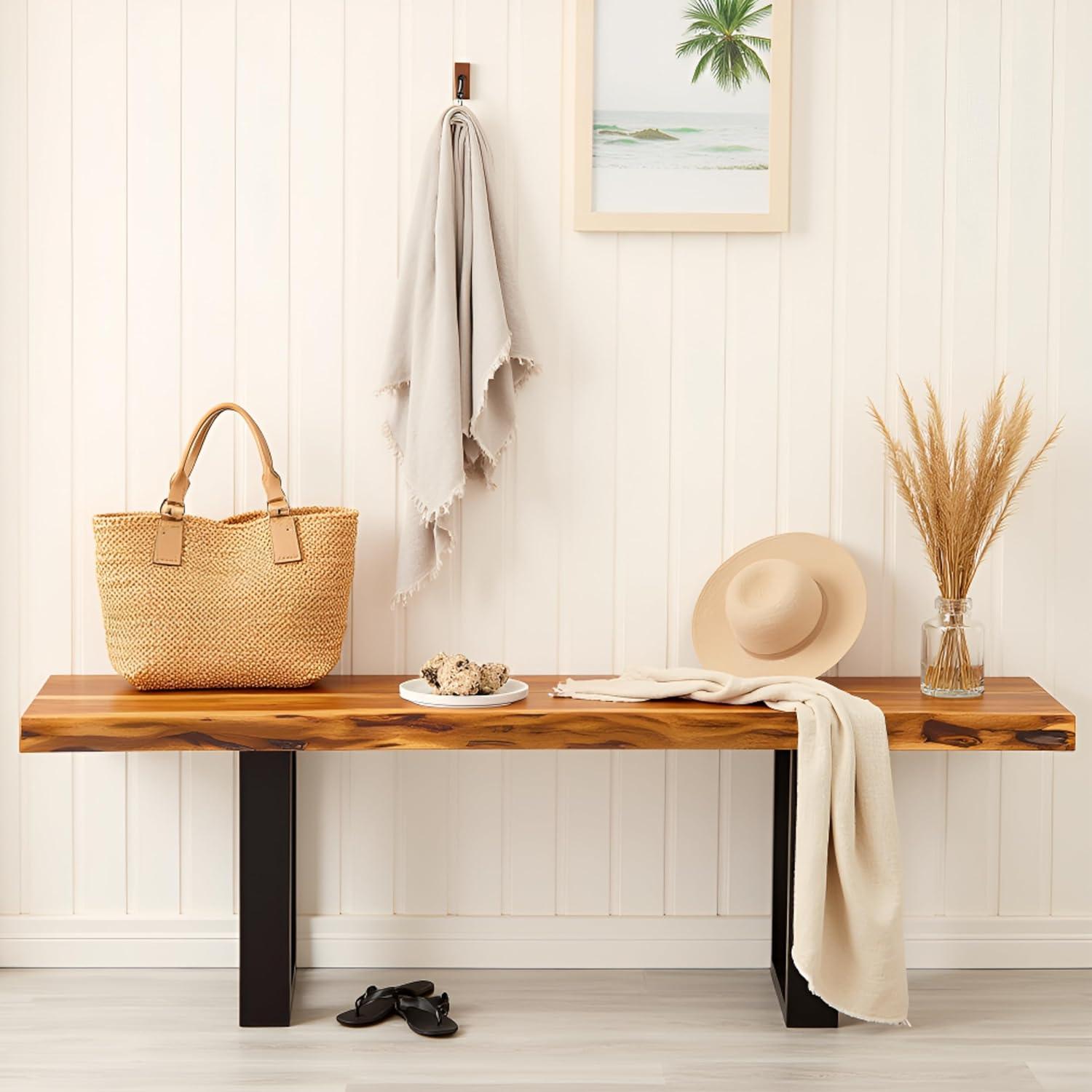 Our Take on the Alpine Live Edge Acacia Wood Bench: Rustic & Reliable