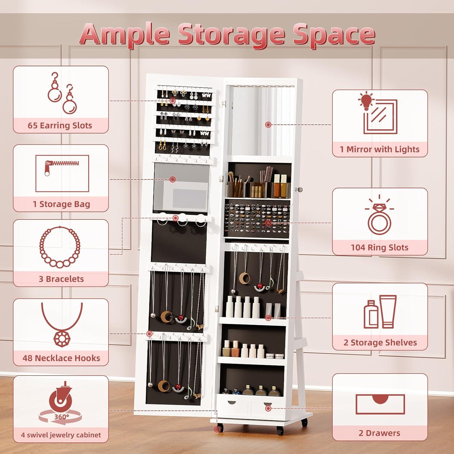 Our Honest Take on the ⁤65'' Swivel Jewelry ‌Mirror Cabinet with Wheels