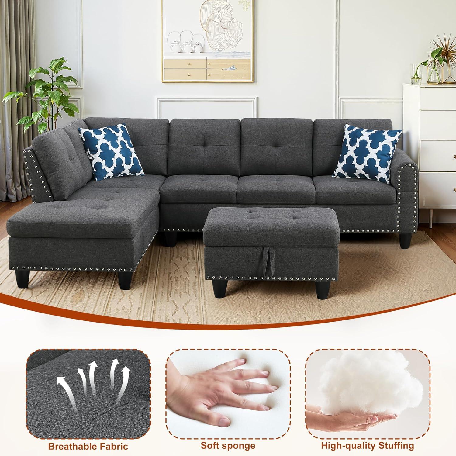 Our Take on the Lyngins linen Sectional Sofa: comfort & Storage