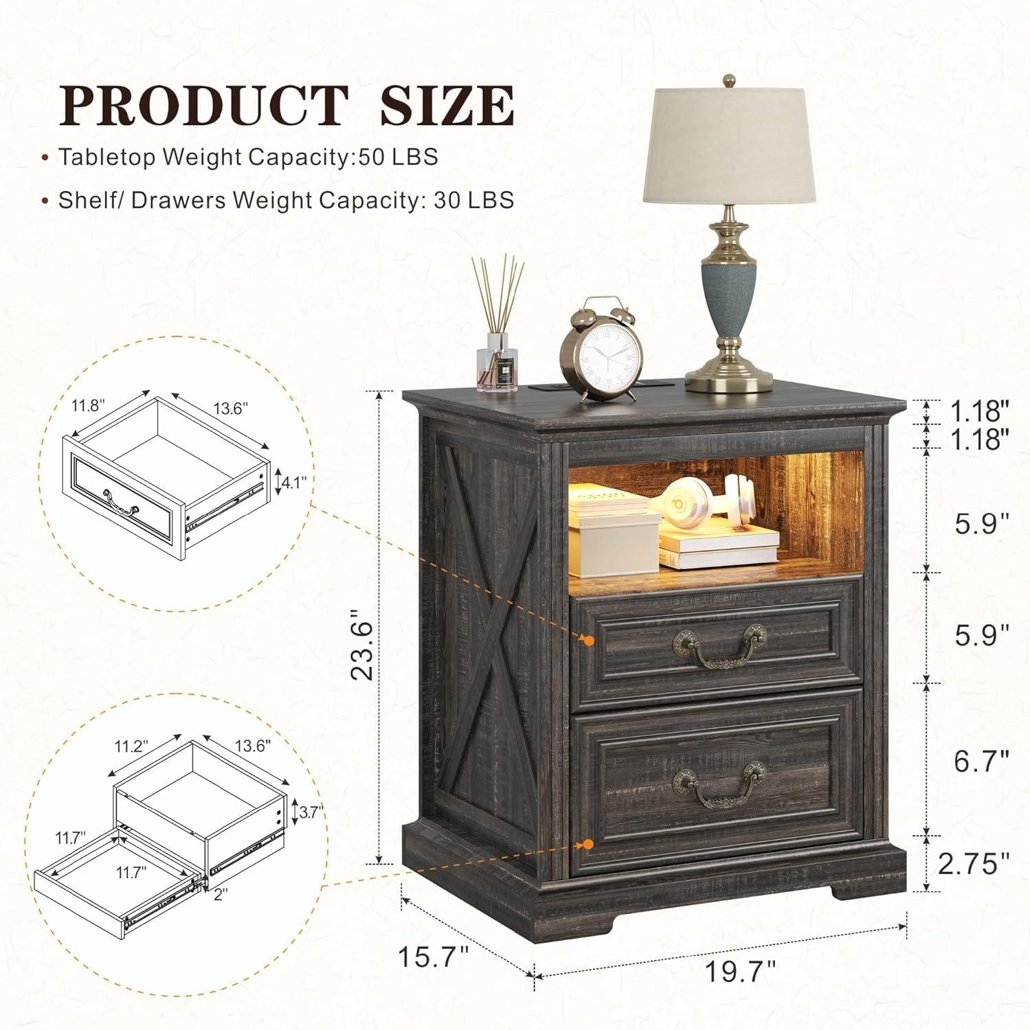 Our Take on the Farmhouse Nightstand⁣ with Hidden Gun Drawer & LED Lights