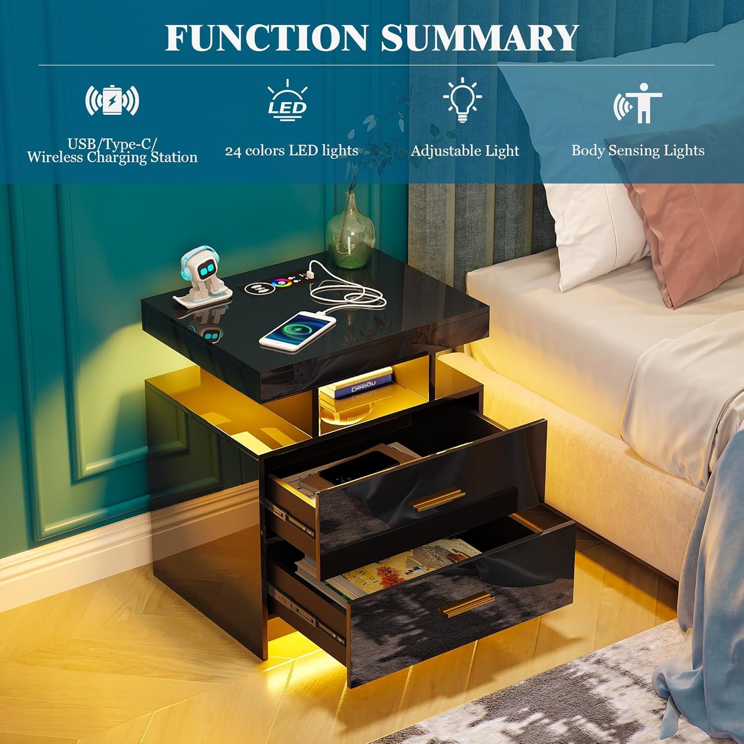 Our Honest Take on ​Modern ‌Nightstands with LED & Charging Hub
