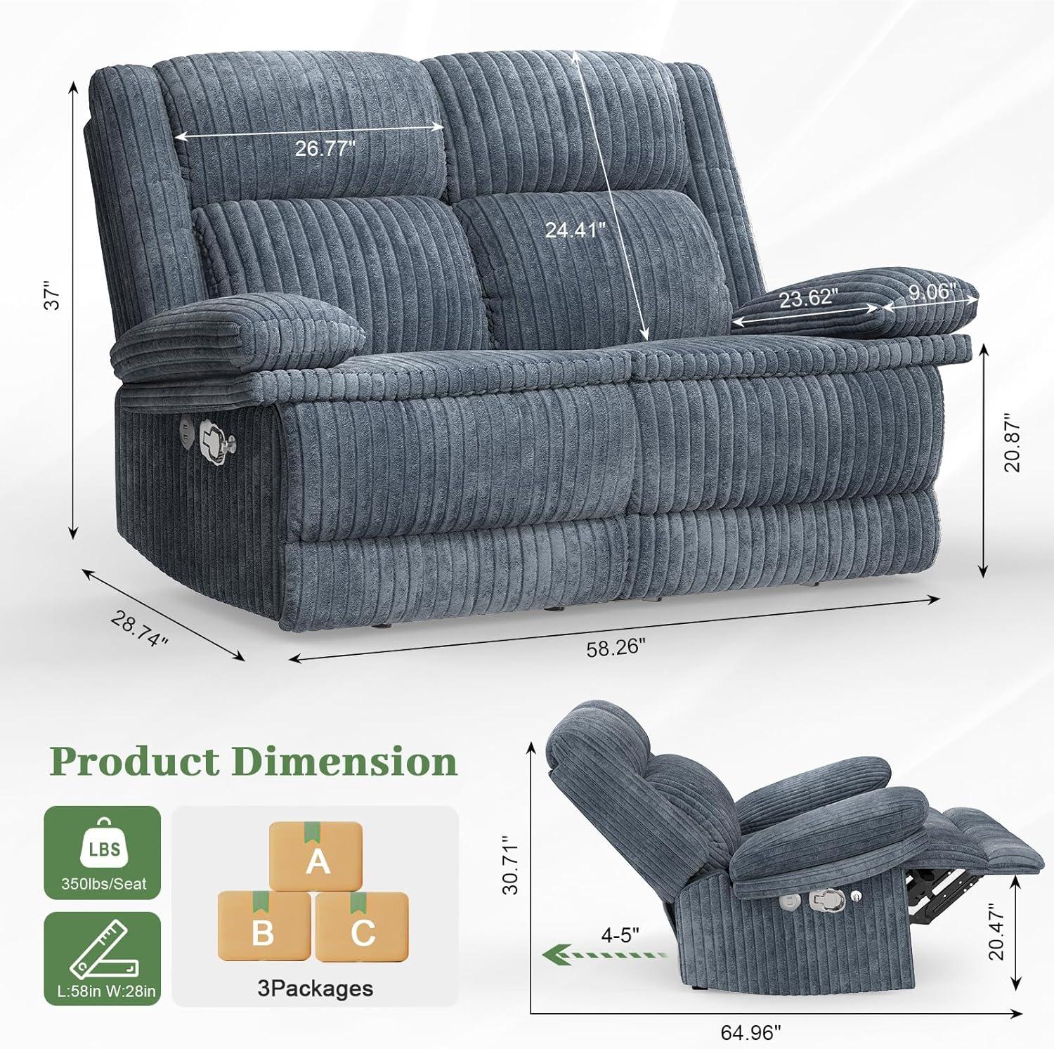 Our Cozy Take on the Loveseat Recliner sofa‍ with USB &⁢ holders