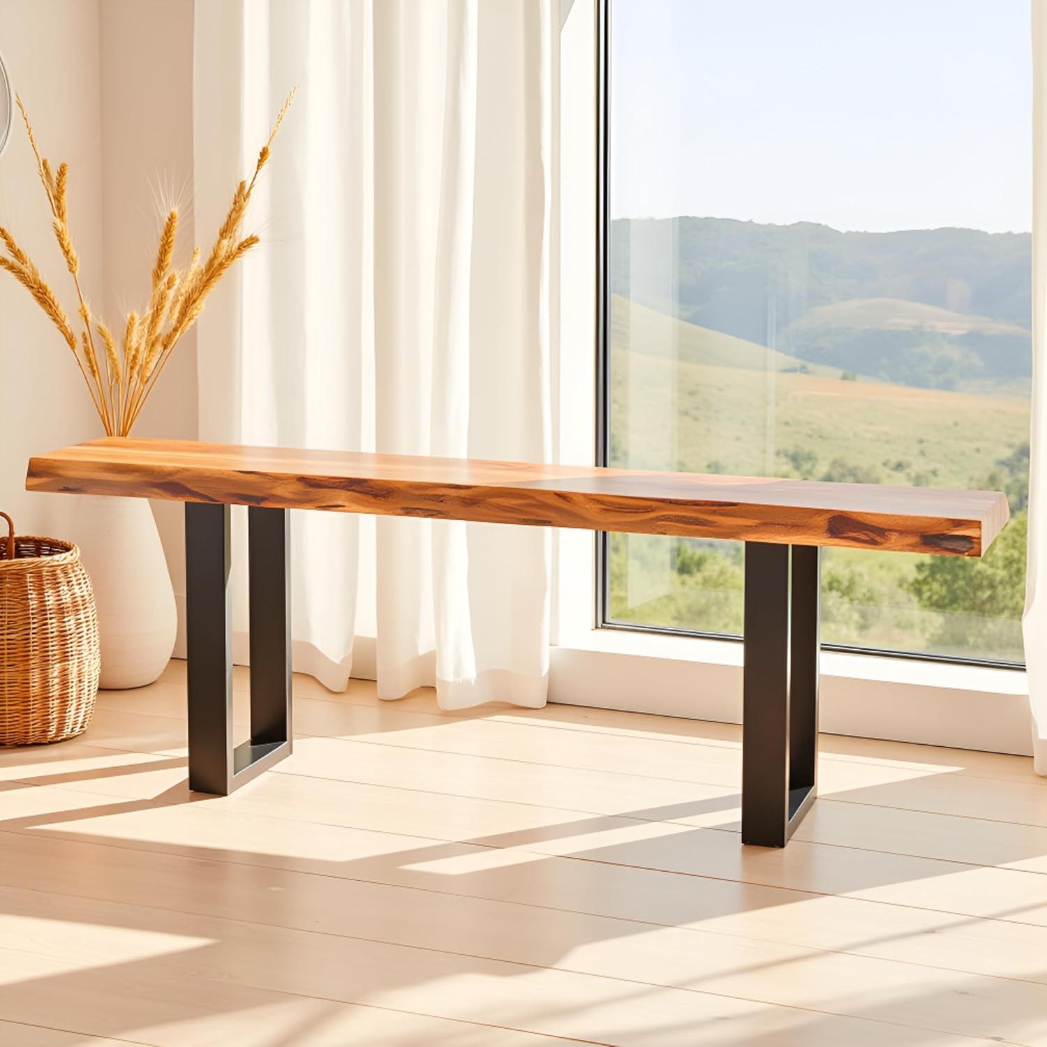 Our Take on the Alpine Live Edge Acacia Wood Bench: Rustic & Reliable