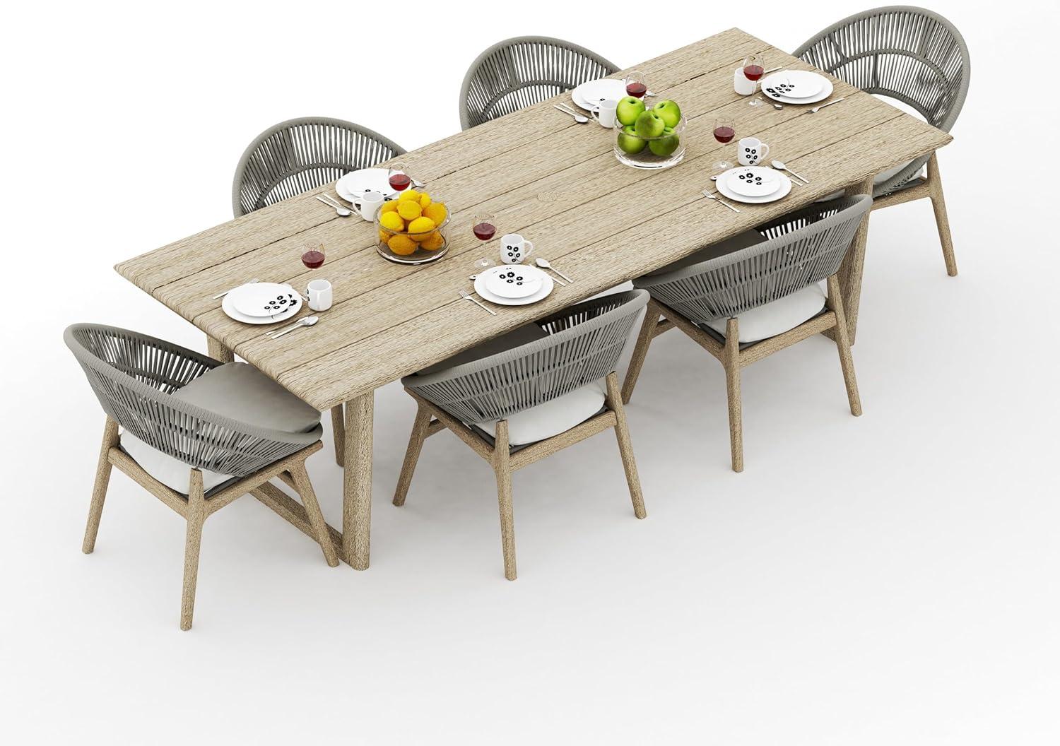Our Take​ on the 6-Seat Weathered Teak Dining Set: Style & Strength