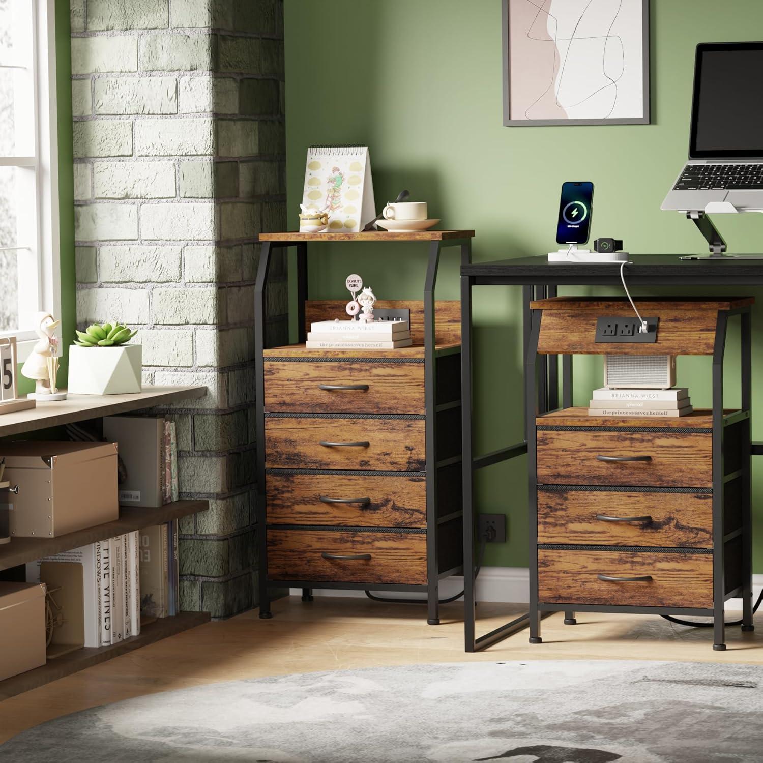 How We Loved Furnulem's Rustic Nightstand with Charging Power