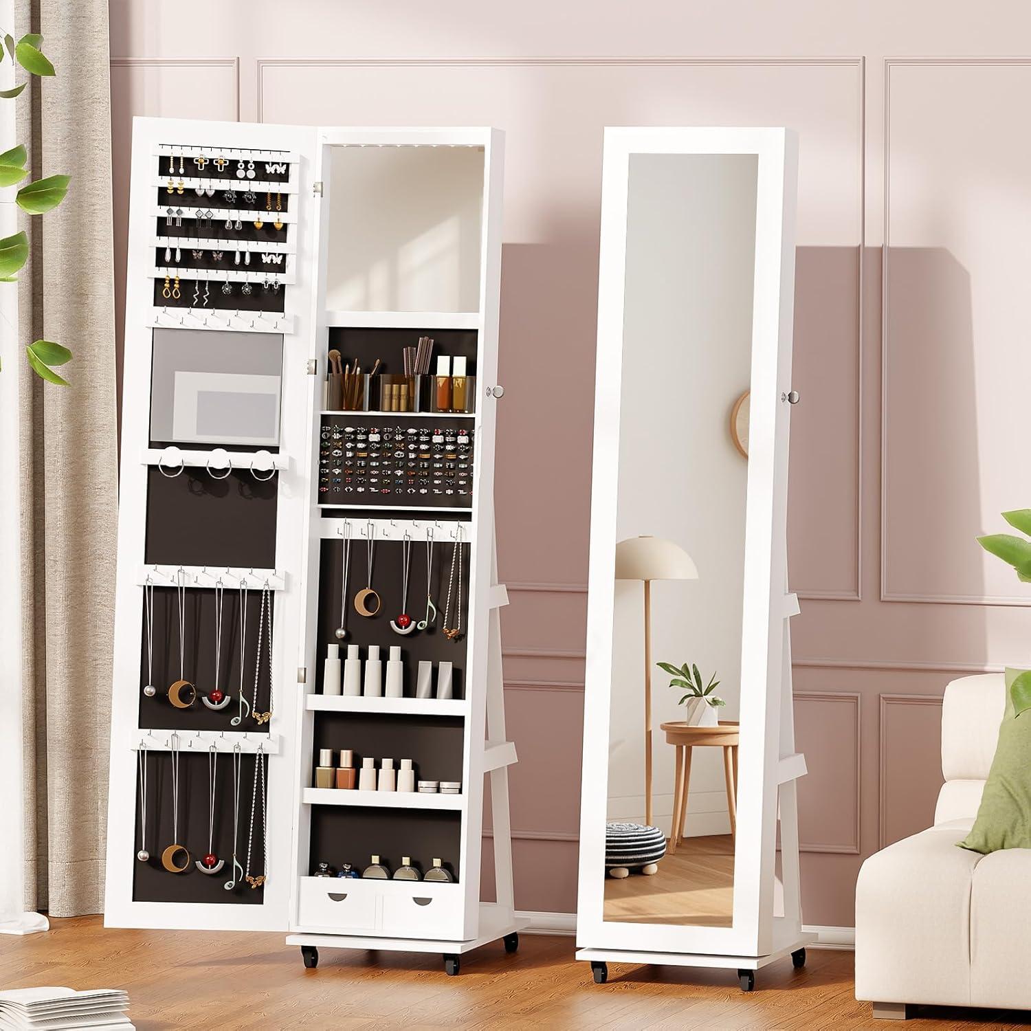 Our Honest Take on the 65'' Swivel Jewelry Mirror Cabinet with wheels
