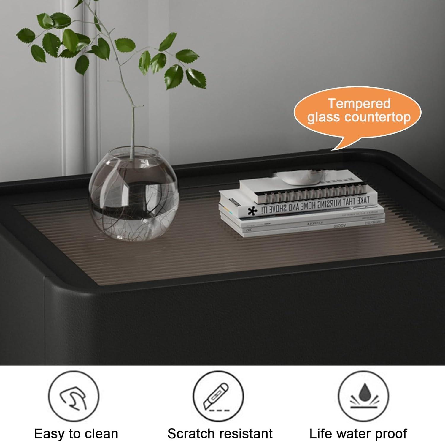 Our Take on ⁢the Sleek Black Leather & Wood ‍Nightstand with Storage